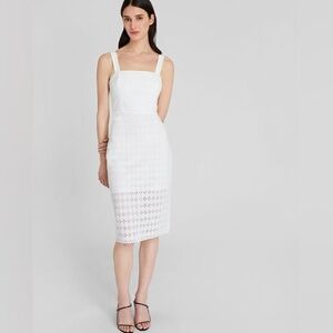 Club Monaco Eyelit Midi Dress - Size 8 - White